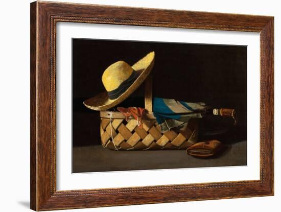 Market Basket, Hat and Umbrella, C.1890 (Painting)-John Frederick Peto-Framed Giclee Print