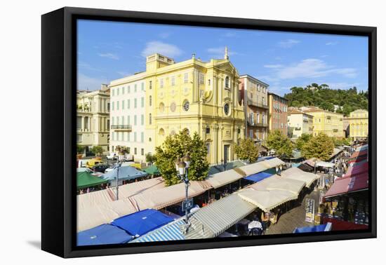 Market, Cours Saleya, Old Town, Nice, Alpes Maritimes, Cote d'Azur, Provence, France, Mediterranean-Fraser Hall-Framed Premier Image Canvas