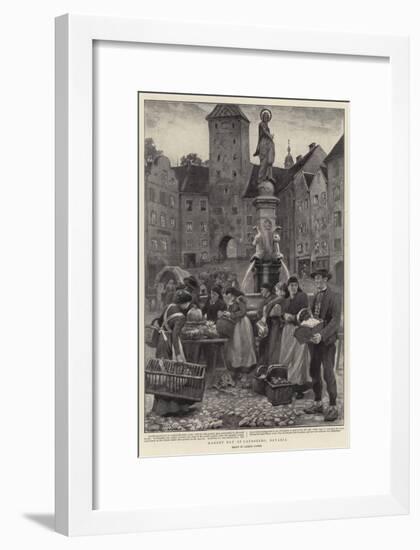 Market Day at Landsberg, Bavaria-Clement Flower-Framed Giclee Print