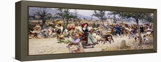 Market Day, Near Rome-Cesare Tiratelli-Framed Premier Image Canvas