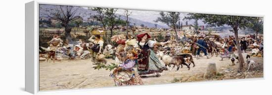 Market Day, Near Rome-Cesare Tiratelli-Framed Premier Image Canvas