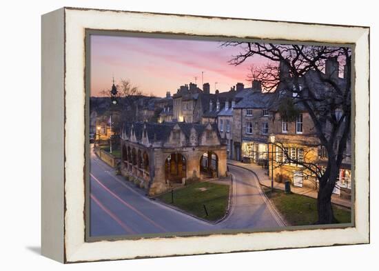 Market Hall and Cotswold Stone Cottages on High Street, Chipping Campden, Cotswolds-Stuart Black-Framed Premier Image Canvas