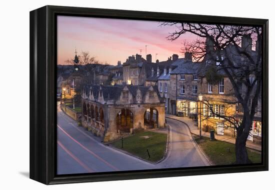 Market Hall and Cotswold Stone Cottages on High Street, Chipping Campden, Cotswolds-Stuart Black-Framed Premier Image Canvas