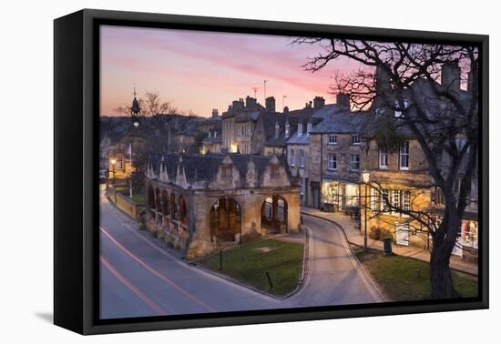 Market Hall and Cotswold Stone Cottages on High Street, Chipping Campden, Cotswolds-Stuart Black-Framed Premier Image Canvas