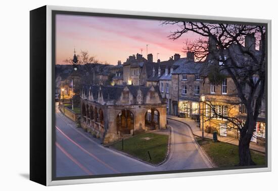 Market Hall and Cotswold Stone Cottages on High Street, Chipping Campden, Cotswolds-Stuart Black-Framed Premier Image Canvas