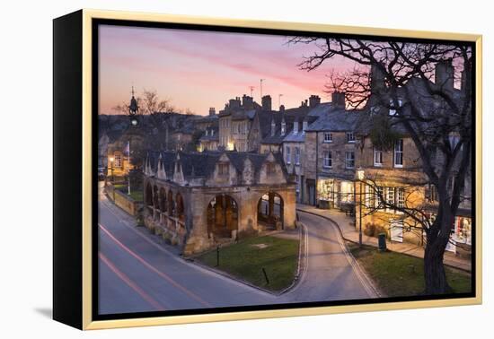 Market Hall and Cotswold Stone Cottages on High Street, Chipping Campden, Cotswolds-Stuart Black-Framed Premier Image Canvas