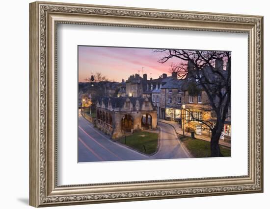 Market Hall and Cotswold Stone Cottages on High Street, Chipping Campden, Cotswolds-Stuart Black-Framed Photographic Print