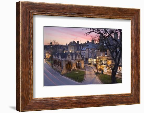 Market Hall and Cotswold Stone Cottages on High Street, Chipping Campden, Cotswolds-Stuart Black-Framed Photographic Print