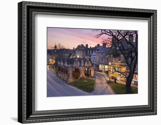 Market Hall and Cotswold Stone Cottages on High Street, Chipping Campden, Cotswolds-Stuart Black-Framed Photographic Print