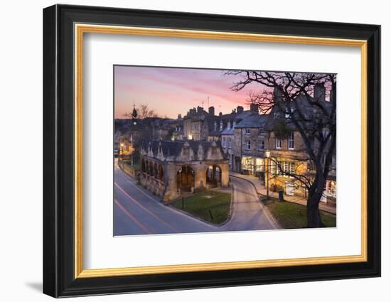 Market Hall and Cotswold Stone Cottages on High Street, Chipping Campden, Cotswolds-Stuart Black-Framed Photographic Print