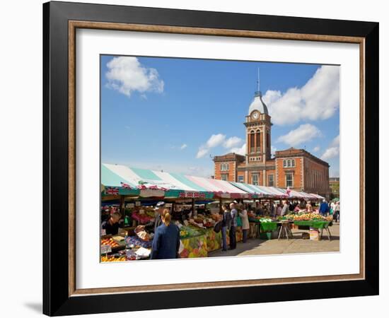 Market Hall and Market Stalls, Chesterfield, Derbyshire, England, United Kingdom, Europe-Frank Fell-Framed Photographic Print