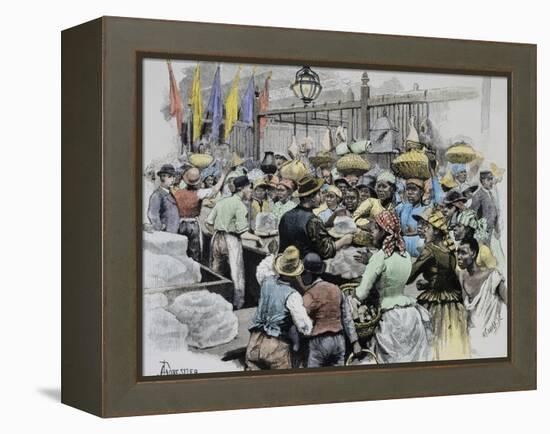 Market in Georgetown, Capital of Guyana, Guyana, 19th Century-null-Framed Premier Image Canvas