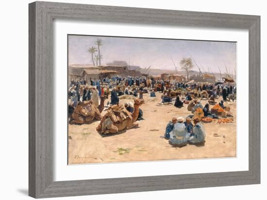 Market on the Nile, C.1893 (Oil on Canvas)-Joseph Farquharson-Framed Giclee Print