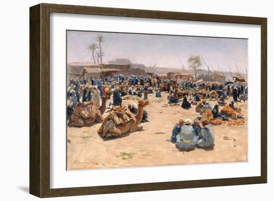 Market on the Nile, C.1893 (Oil on Canvas)-Joseph Farquharson-Framed Giclee Print