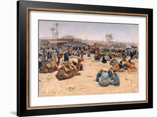 Market on the Nile, C.1893 (Oil on Canvas)-Joseph Farquharson-Framed Giclee Print