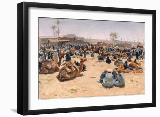 Market on the Nile, C.1893 (Oil on Canvas)-Joseph Farquharson-Framed Giclee Print