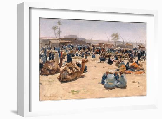 Market on the Nile, C.1893 (Oil on Canvas)-Joseph Farquharson-Framed Giclee Print