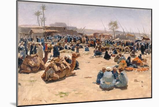 Market on the Nile, C.1893 (Oil on Canvas)-Joseph Farquharson-Mounted Giclee Print