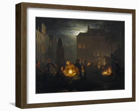 Market Place at Antwerp, 1843-Petrus van Schendel-Framed Giclee Print