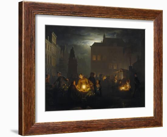 Market Place at Antwerp, 1843-Petrus van Schendel-Framed Giclee Print