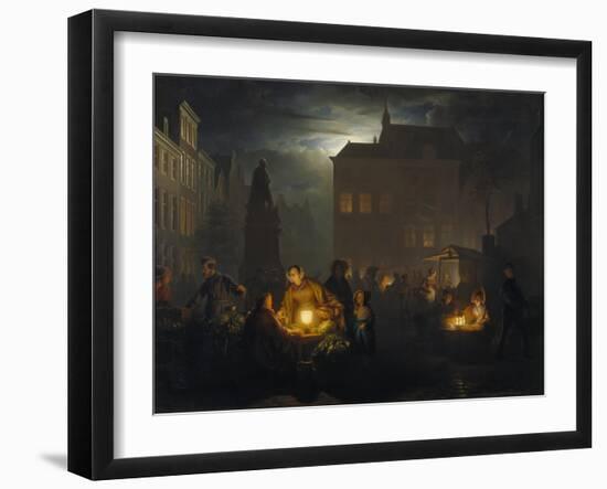 Market Place at Antwerp, 1843-Petrus van Schendel-Framed Giclee Print