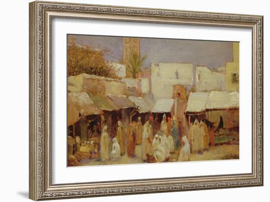 Market Place, Tangiers (Oil on Board)-John-bagnold Burgess-Framed Giclee Print