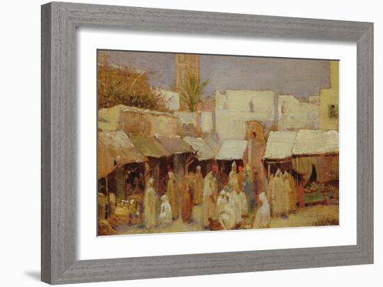 Market Place, Tangiers (Oil on Board)-John-bagnold Burgess-Framed Giclee Print