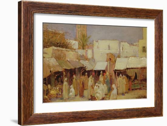 Market Place, Tangiers (Oil on Board)-John-bagnold Burgess-Framed Giclee Print