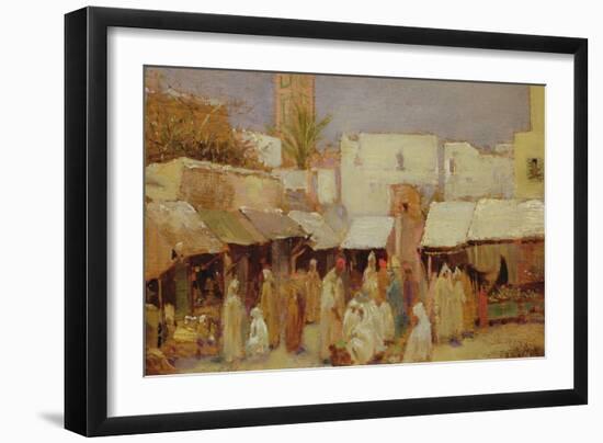 Market Place, Tangiers (Oil on Board)-John-bagnold Burgess-Framed Giclee Print