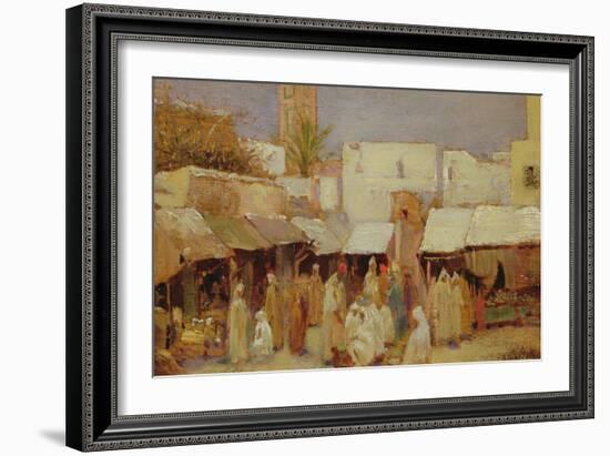 Market Place, Tangiers (Oil on Board)-John-bagnold Burgess-Framed Giclee Print