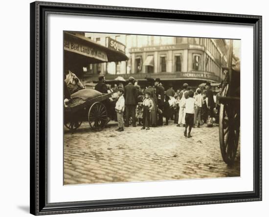 Market Scene, Boston, Massachusetts, c.1909-Lewis Wickes Hine-Framed Photo