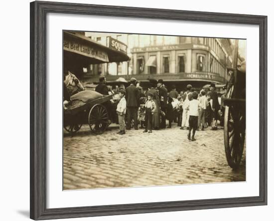 Market Scene, Boston, Massachusetts, c.1909-Lewis Wickes Hine-Framed Photo