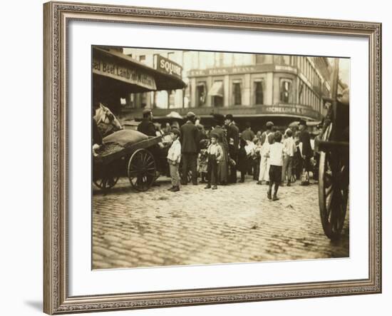 Market Scene, Boston, Massachusetts, c.1909-Lewis Wickes Hine-Framed Photo