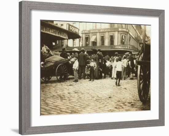 Market Scene, Boston, Massachusetts, c.1909-Lewis Wickes Hine-Framed Photo