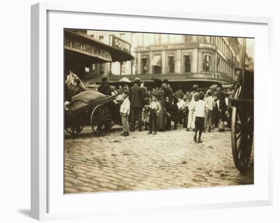 Market Scene, Boston, Massachusetts, c.1909-Lewis Wickes Hine-Framed Photo