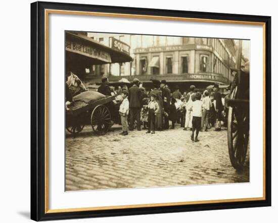 Market Scene, Boston, Massachusetts, c.1909-Lewis Wickes Hine-Framed Photo