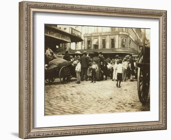 Market Scene, Boston, Massachusetts, c.1909-Lewis Wickes Hine-Framed Photo