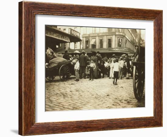 Market Scene, Boston, Massachusetts, c.1909-Lewis Wickes Hine-Framed Photo