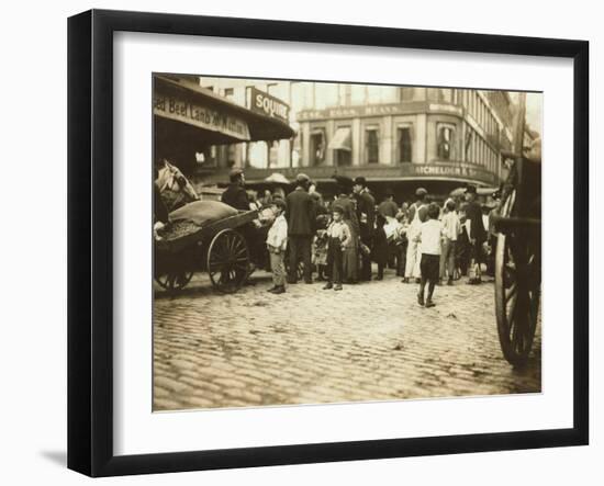 Market Scene, Boston, Massachusetts, c.1909-Lewis Wickes Hine-Framed Photo