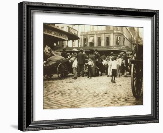 Market Scene, Boston, Massachusetts, c.1909-Lewis Wickes Hine-Framed Photo