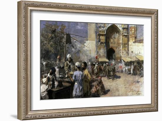 Market Scene by a Mosque-Edwin Lord Weeks-Framed Giclee Print