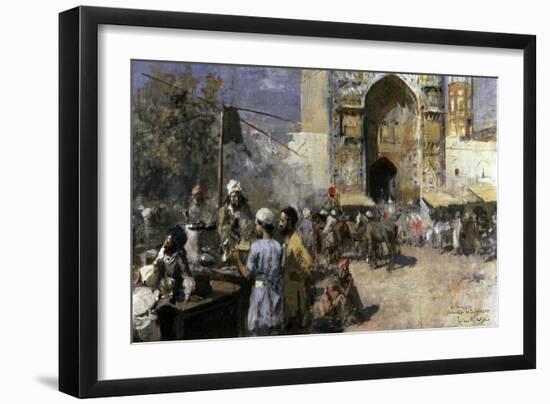 Market Scene by a Mosque-Edwin Lord Weeks-Framed Giclee Print