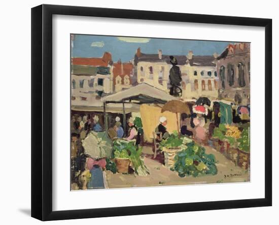 Market Scene (Oil on Panel)-James Wilson Morrice-Framed Giclee Print