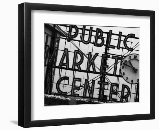 Market Sign Mono-John Gusky-Framed Photographic Print