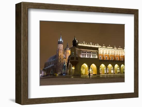 Market Square at Night, Poland, Krakow.-dziewul-Framed Photographic Print