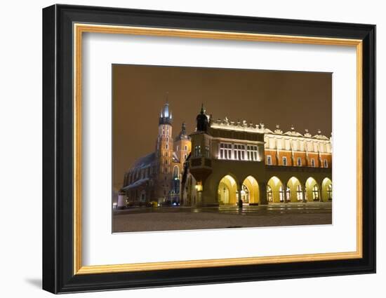 Market Square at Night, Poland, Krakow.-dziewul-Framed Photographic Print