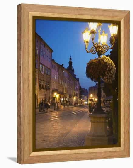 Market Square (Ploscha Rynok) at Dusk, Lviv, UKraine-Ian Trower-Framed Premier Image Canvas