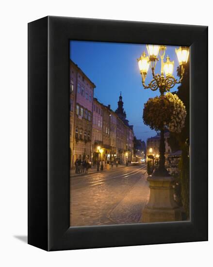 Market Square (Ploscha Rynok) at Dusk, Lviv, UKraine-Ian Trower-Framed Premier Image Canvas