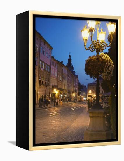 Market Square (Ploscha Rynok) at Dusk, Lviv, UKraine-Ian Trower-Framed Premier Image Canvas