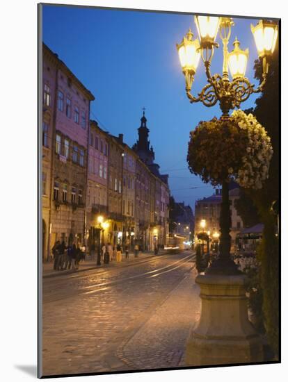 Market Square (Ploscha Rynok) at Dusk, Lviv, UKraine-Ian Trower-Mounted Photographic Print